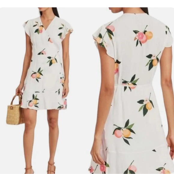 Rails Grapefruit Flutter Sleeve Wrap Dress Sz. M - Picture 2 of 5